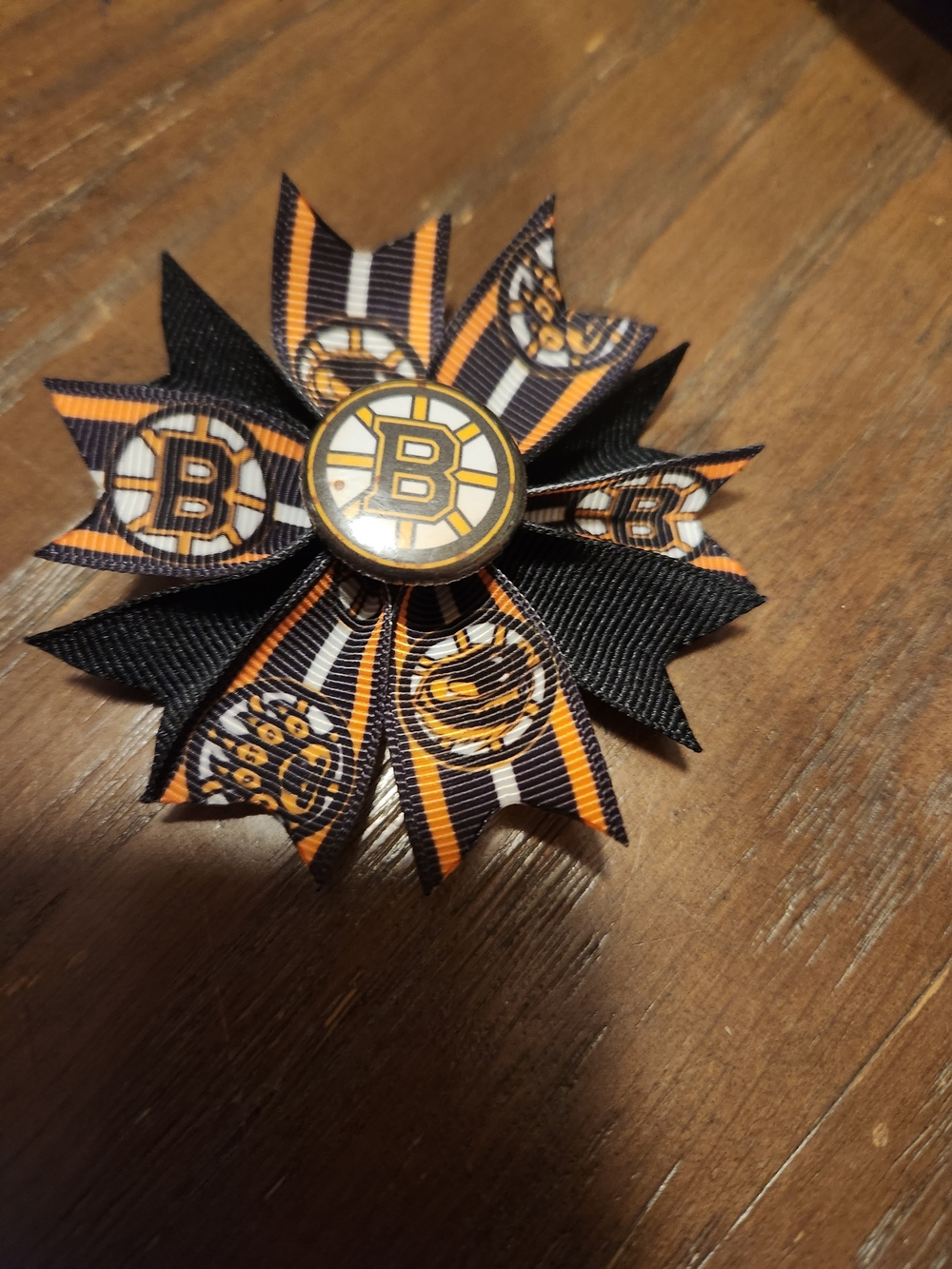 Girls Layered Ribbon Hair Bow Clip - Black & Orange